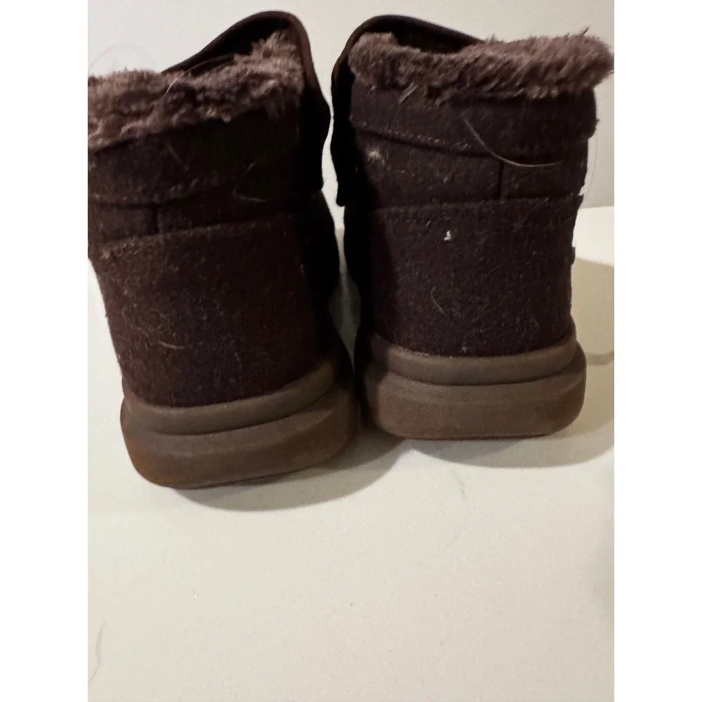 FitVille Women's Dark Brown Fur Lined Ankle  Slip On Boots Size 10EW‎